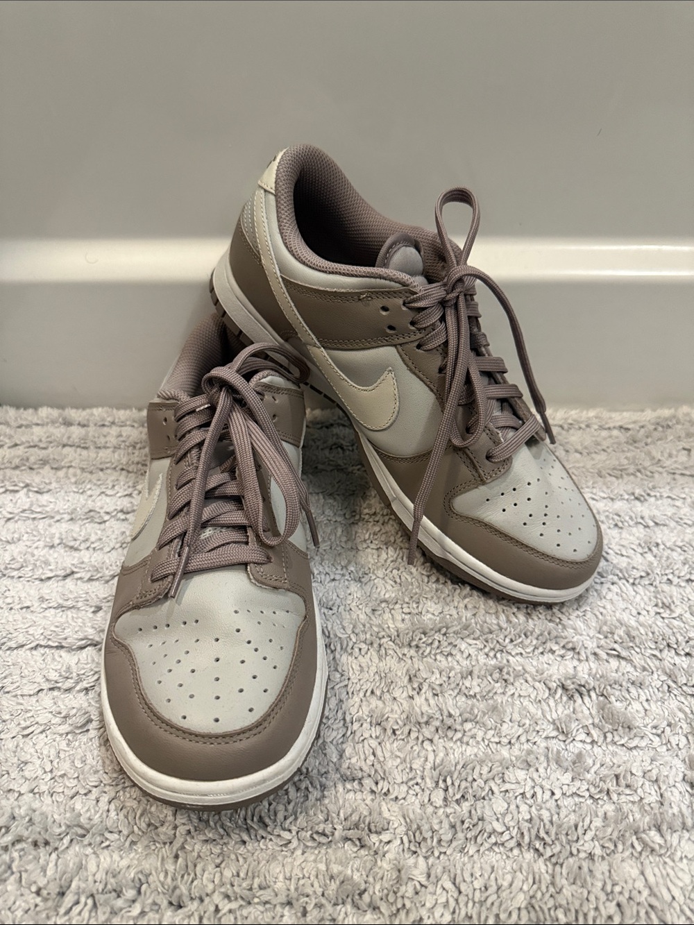 Nike Low-Top Leather Sneakers in Taupe and Cream